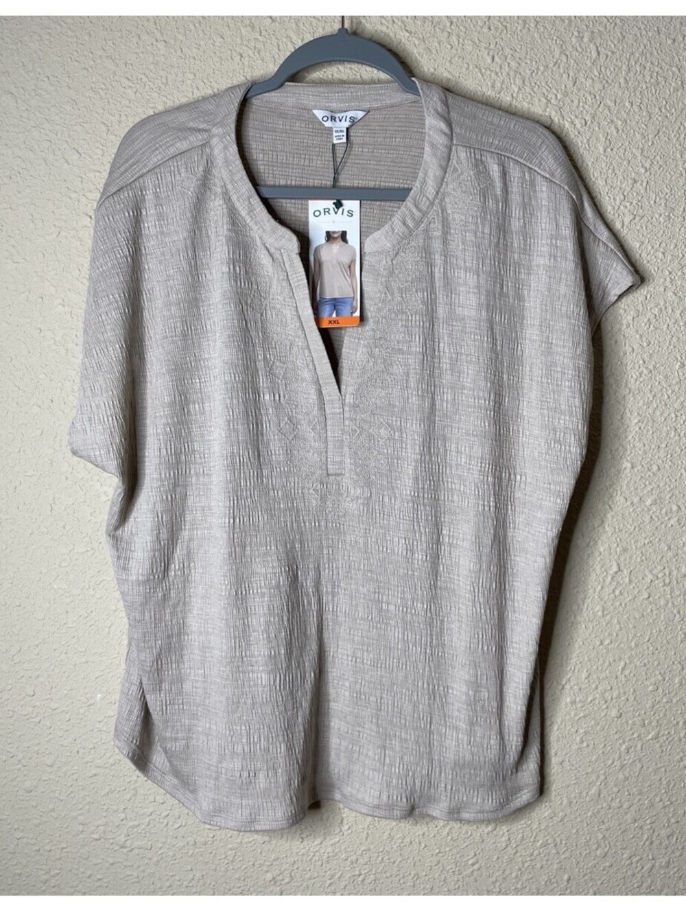 Orvis Women's Textured Top, Tan, Size 2XL, NEW
